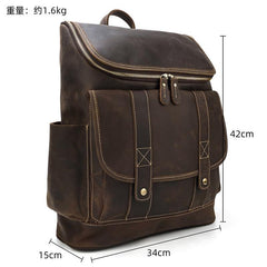 Cool Brown Mens Leather 15 inches Large School Computer Backpack Dark Brown Laptop Travel Backpack for Men - imessengerbags
