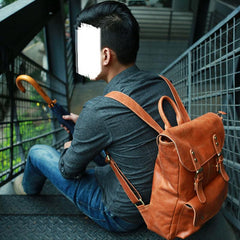 Cool Brown Mens Leather Backpack Travel Backpack School Backpacks for men - imessengerbags