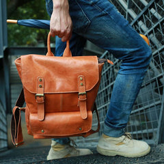 Cool Brown Mens Leather Backpack Travel Backpack School Backpacks for men - imessengerbags