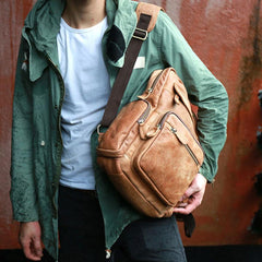 Cool Brown Mens Leather Backpack Travel Backpacks School Backpacks for men