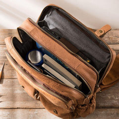 Cool Brown Mens Leather Backpacks Travel Backpacks Laptop Backpack for men - imessengerbags