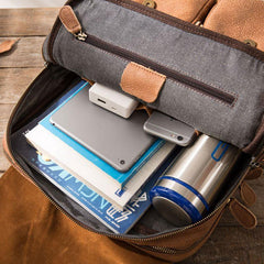 Cool Brown Mens Leather Backpacks Travel Backpacks Laptop Backpack for men - imessengerbags