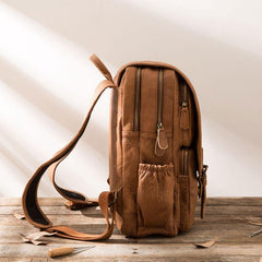 Cool Brown Mens Leather Backpacks Travel Backpacks Laptop Backpack for men - imessengerbags