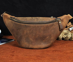 Cool Vintage Brown Mens Leather Fanny Pack Belt Bags Waist Bag For Men