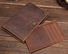 Cool Brown Vintage Mens Leather Long Wallet Bifold Long Wallet for Men