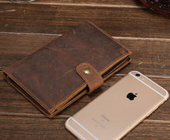Cool Brown Vintage Mens Leather Long Wallet Bifold Long Wallet for Men