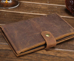 Cool Brown Vintage Mens Leather Long Wallet Bifold Long Wallet for Men