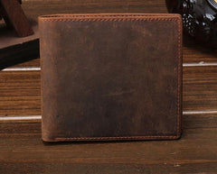 Cool Vintage Brown Mens Leather Small Wallet Bifold billfold Wallets for Men - imessengerbags