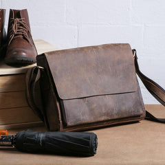 Cool Brown Vintage Leather Mens Messengers Bag Shoulder Bag for Men