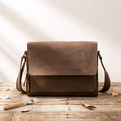 Cool Brown Vintage Leather Mens Messengers Bag Shoulder Bag for Men