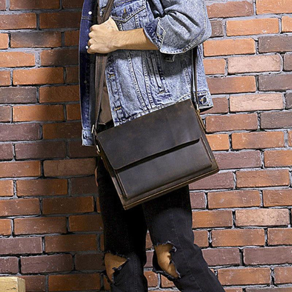 Cool Brown Vintage Leather Mens Messengers Bag Shoulder Bag for Men