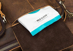 Vintage Brown Leather Small Messenger Bag Small Side Bag Shoulder Bag For Men