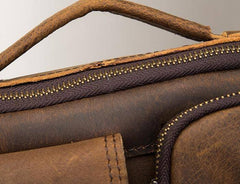 Vintage Brown Leather Small Messenger Bag Small Side Bag Shoulder Bag For Men