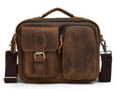 Vintage Brown Leather Small Messenger Bag Small Side Bag Shoulder Bag For Men