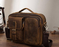 Vintage Brown Leather Small Messenger Bag Small Side Bag Shoulder Bag For Men