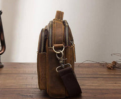 Vintage Brown Leather Small Messenger Bag Small Side Bag Shoulder Bag For Men