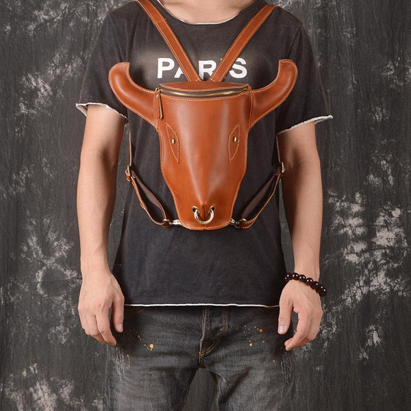 Cool Bull Leather Mens Backpack Vintage Travel Backpack Bag for Men - imessengerbags