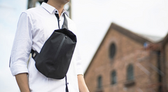 Cool OXFORD CLOTH PVC Men's Sling Bag Black One Shoulder Backpack For Men - imessengerbags