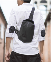 Cool OXFORD CLOTH PVC Men's Sling Bag Black One Shoulder Backpack For Men - imessengerbags