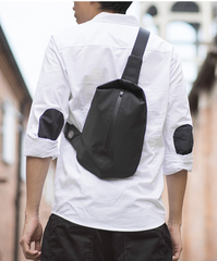 Cool OXFORD CLOTH PVC Men's Sling Bag Black One Shoulder Backpack For Men