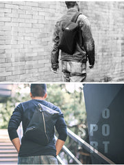 Cool OXFORD CLOTH PVC Black Men's Sling Bag Chest Bag One Shoulder Backpack For Men - imessengerbags
