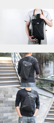 Cool OXFORD CLOTH PVC Black Men's Sling Bag Chest Bag One Shoulder Backpack For Men - imessengerbags
