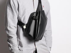 Cool OXFORD CLOTH PVC Black Men's Sling Bag One Shoulder Backpack For Men - imessengerbags