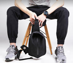 Cool OXFORD CLOTH PVC Black Men's Sling Bag One Shoulder Backpack For Men