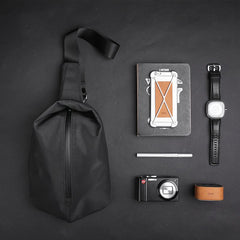 Cool OXFORD CLOTH PVC Black Men's Sling Bag One Shoulder Backpack For Men - imessengerbags