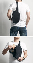 Cool OXFORD CLOTH PVC Black Men's Sling Bag One Shoulder Backpack For Men - imessengerbags