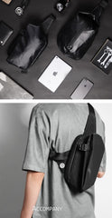 Cool OXFORD CLOTH PVC Black Men's Sling Bag One Shoulder Backpack For Men - imessengerbags