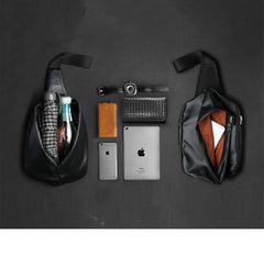 Cool OXFORD CLOTH PVC Black Men's Sling Bag One Shoulder Backpack For Men - imessengerbags