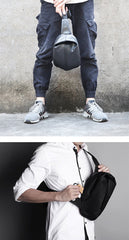Cool OXFORD CLOTH PVC Black Men's Sling Bag One Shoulder Backpack For Men - imessengerbags