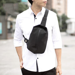 Cool OXFORD CLOTH PVC Black Men's Sling Bag One Shoulder Backpack For Men