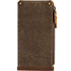 Cool Canvas Leather Mens Bifold Long Cards Wallet Long Wallet for Men - imessengerbags