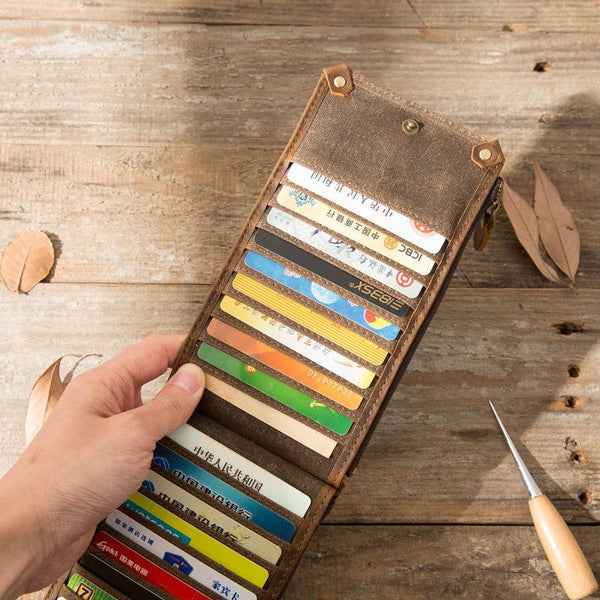 Cool Canvas Leather Mens Bifold Long Cards Wallet Long Wallet for Men - imessengerbags