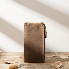 Cool Canvas Leather Mens Bifold Long Cards Wallet Long Wallet for Men - imessengerbags