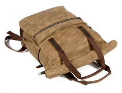 Cool Canvas Leather Mens Black College Backpack 15'' Computer Backpack Travel Backpack Hiking Bag for Men - imessengerbags