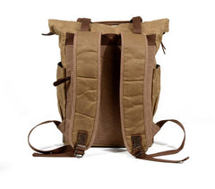 Cool Canvas Leather Mens Black College Backpack 15'' Computer Backpack Travel Backpack Hiking Bag for Men - imessengerbags