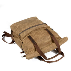 Cool Canvas Leather Mens Black College Backpack 15'' Computer Backpack Travel Backpack Hiking Bag for Men - imessengerbags
