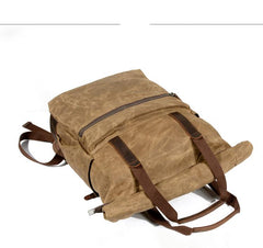 Cool Canvas Leather Mens Black College Backpack 15'' Computer Backpack Travel Backpack Hiking Bag for Men - imessengerbags