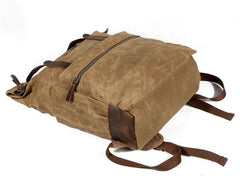 Cool Canvas Leather Mens Black College Backpack 15'' Computer Backpack Travel Backpack Hiking Bag for Men - imessengerbags