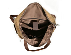Cool Canvas Leather Mens Black College Backpack 15'' Computer Backpack Travel Backpack Hiking Bag for Men - imessengerbags