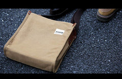 Cool Canvas Leather Mens Side Bag Black Vertical Shoulder Bag College Bag Messenger Bag for Men - imessengerbags