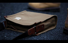 Cool Canvas Leather Mens Side Bag Black Vertical Shoulder Bag College Bag Messenger Bag for Men - imessengerbags