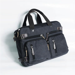 Cool Canvas Leather Mens Business Black Briefcase Khaki Laptop Shoulder Bag Handbag for Men - imessengerbags