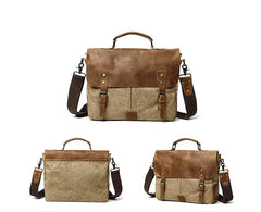 Waxed Canvas Leather Mens Casual Briefcase Computer Bag 14'' Messenger Bag For Men - imessengerbags