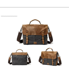 Waxed Canvas Leather Mens Casual Briefcase Computer Bag 14'' Messenger Bag For Men - imessengerbags