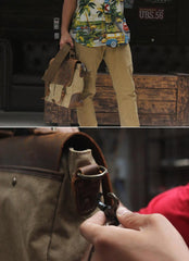Waxed Canvas Leather Mens Casual Briefcase Computer Bag 14'' Messenger Bag For Men - imessengerbags