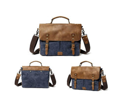 Waxed Canvas Leather Mens Casual Briefcase Computer Bag 14'' Messenger Bag For Men - imessengerbags